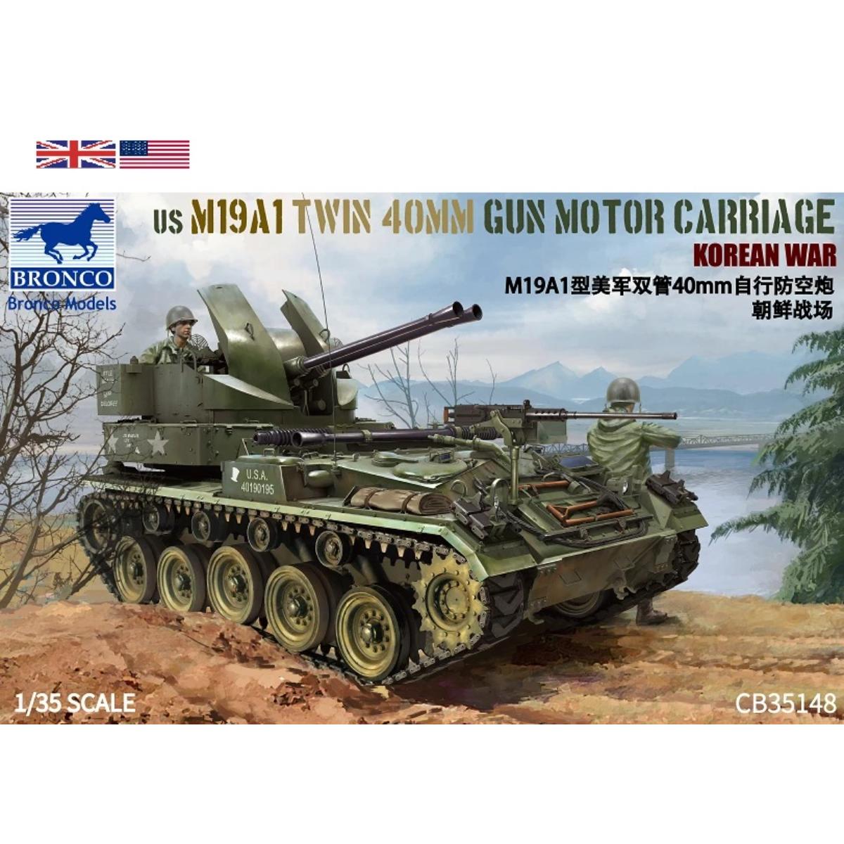 Bronco Models CB35148 – 1/35 US M19A1 Twin 40mm Gun Motor Carriage | Korean War Model Kit