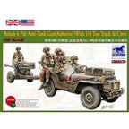 Bronco CB35170 1:35 British 6 pounder airborne anti tank gun model kit with jeep and crew