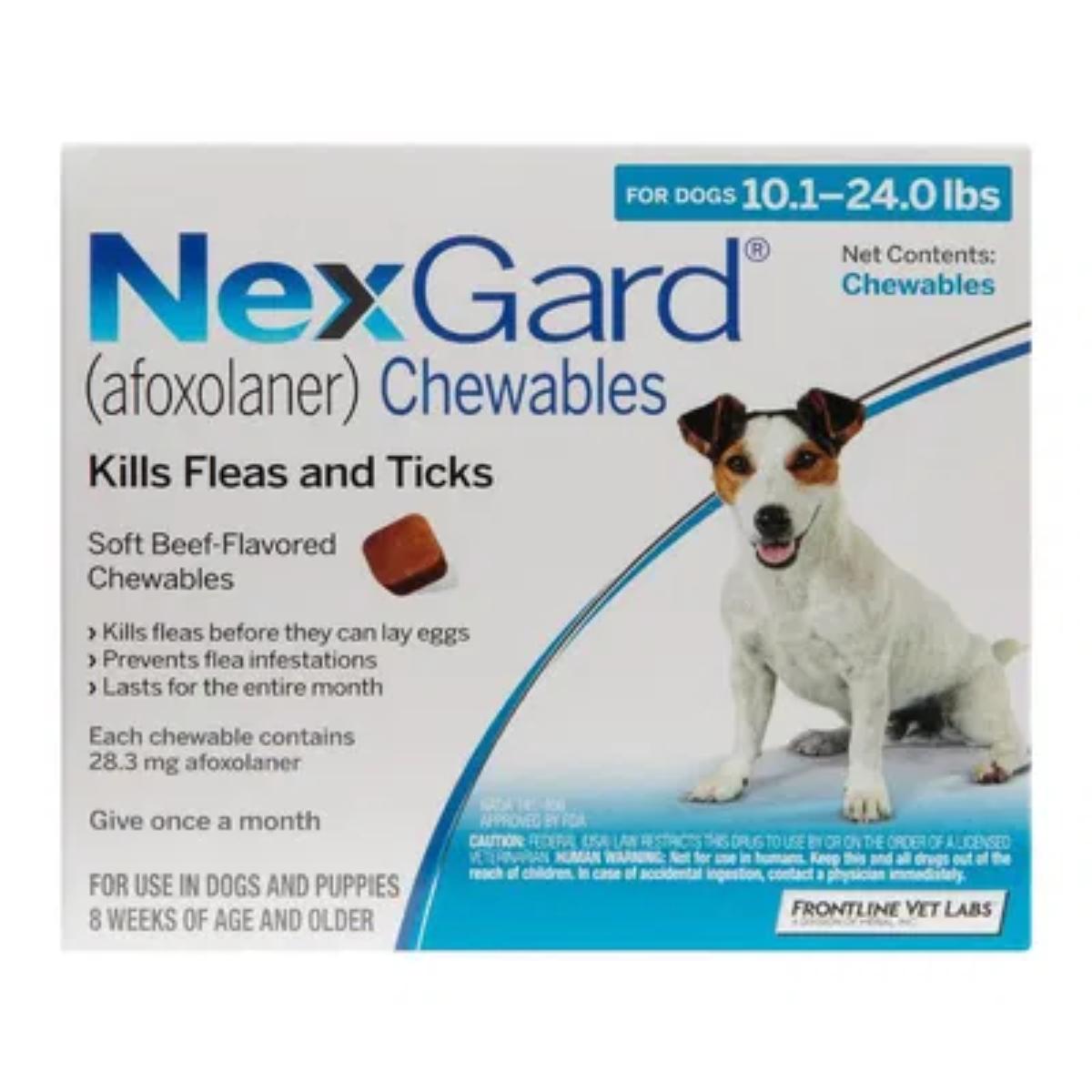 NexGard Chewables for Medium Dogs – Blue Pack 28mg flea and tick protection 10–24 lbs