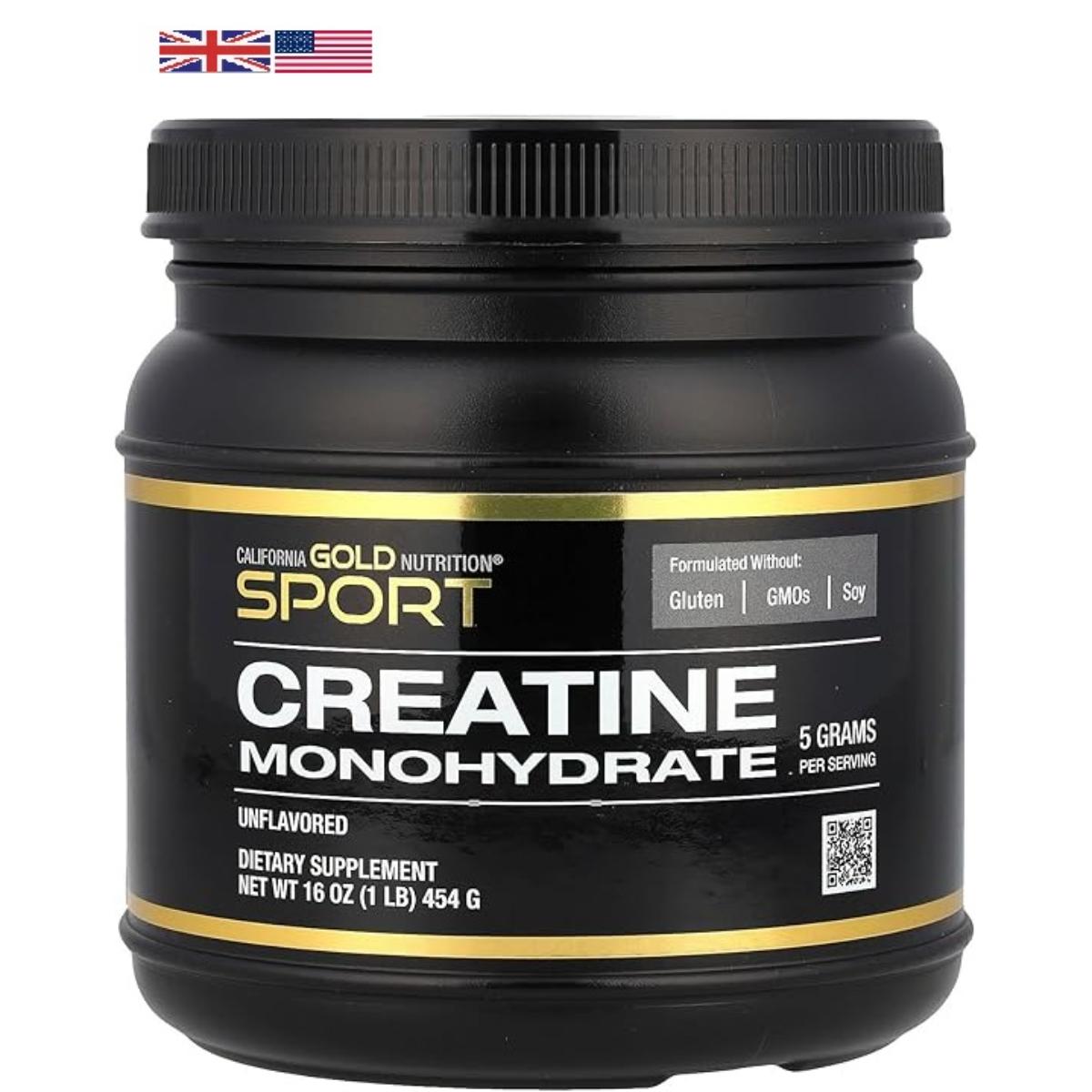 California Gold Nutrition SPORT Creatine Monohydrate powder in 1 lb container