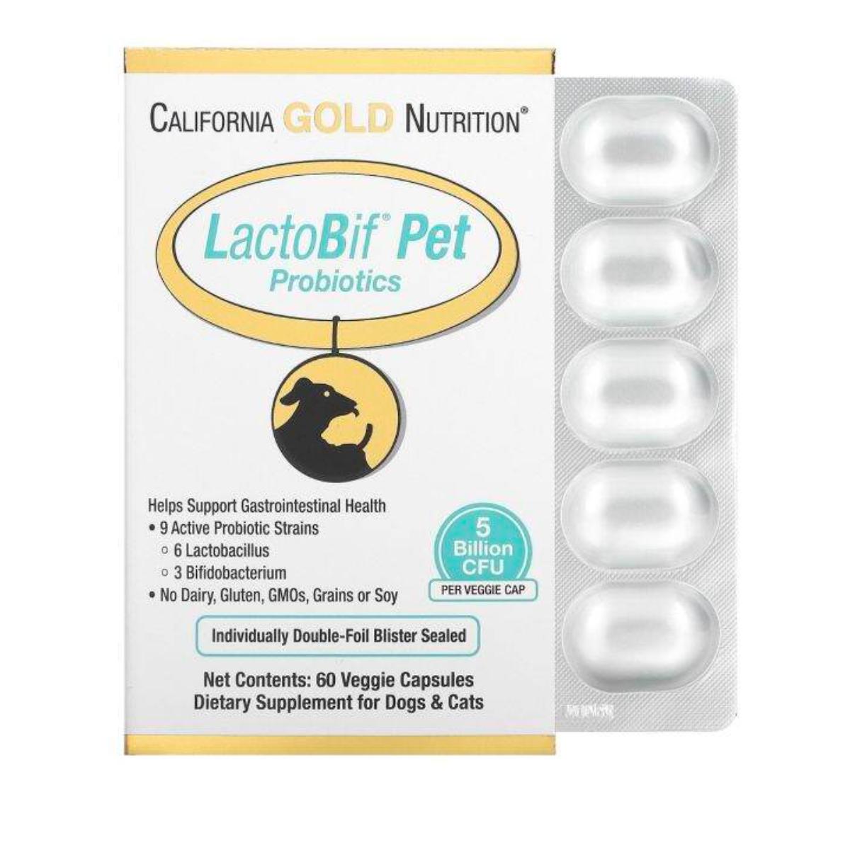 California Gold Nutrition pet probiotics 60 capsules