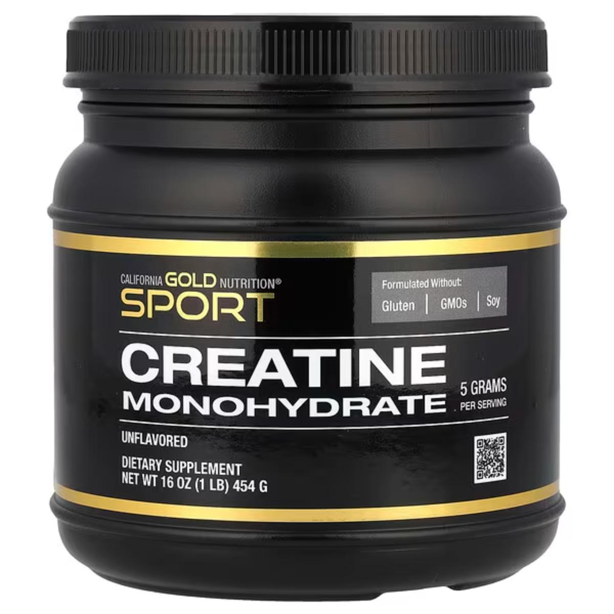 California Gold Nutrition SPORT Creatine Monohydrate powder in 1 lb container