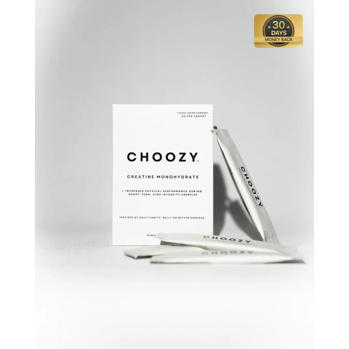 Choozy Health Creatine Monohydrate Sachets – clean, vegan, third-party tested supplement for strength and endurance