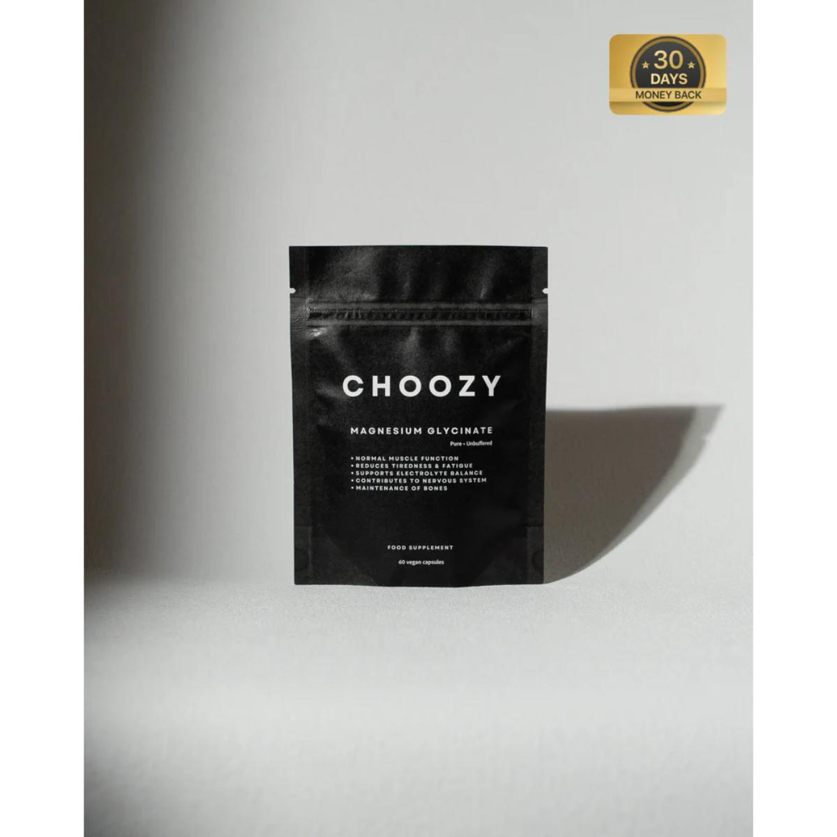 Ultimate Magnesium Glycinate supplement by Choozy Health – vegan, clean, third-party tested capsules