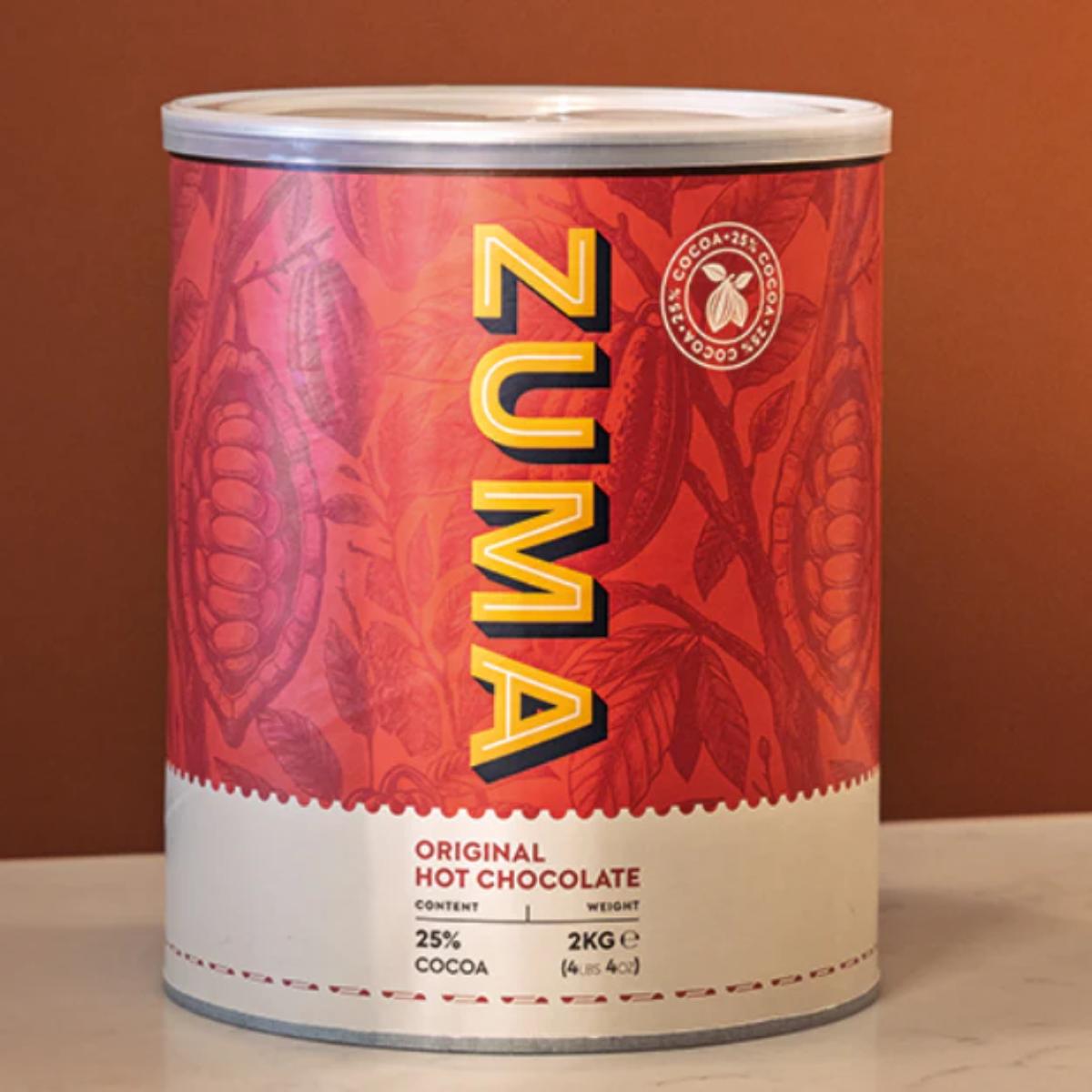zuma hot chocolate powder 2kg tin packaging