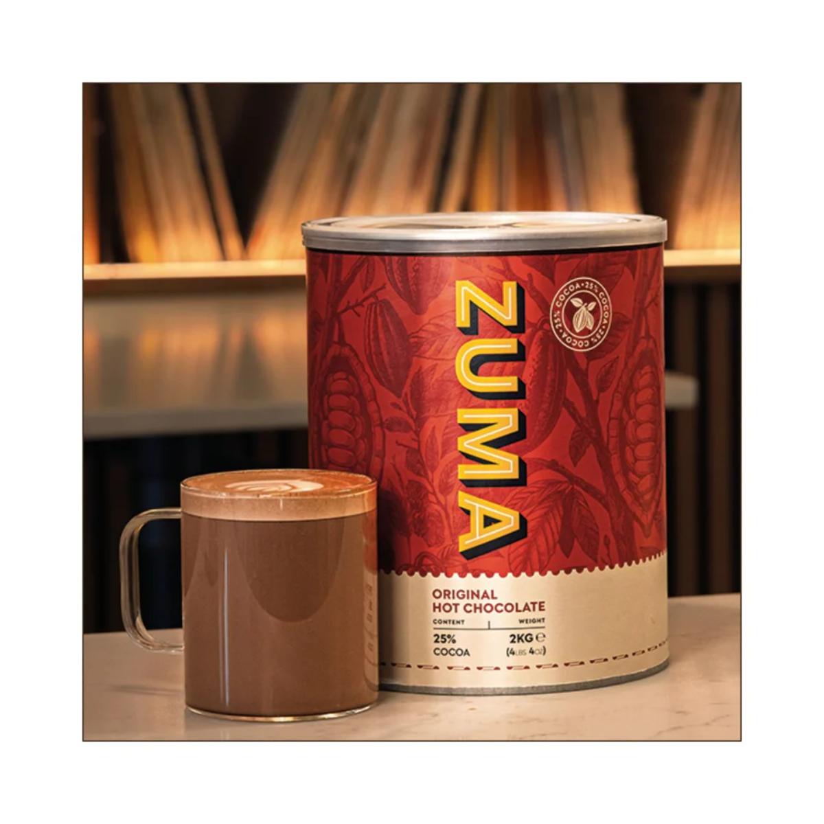 zuma hot chocolate powder 2kg tin packaging