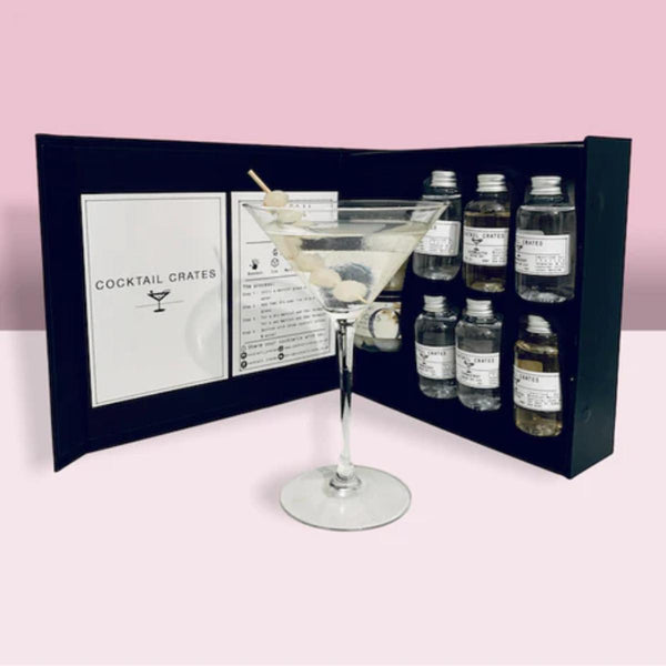 Gibson Cocktail Gift Box contents: gin, vermouth, pickled onions