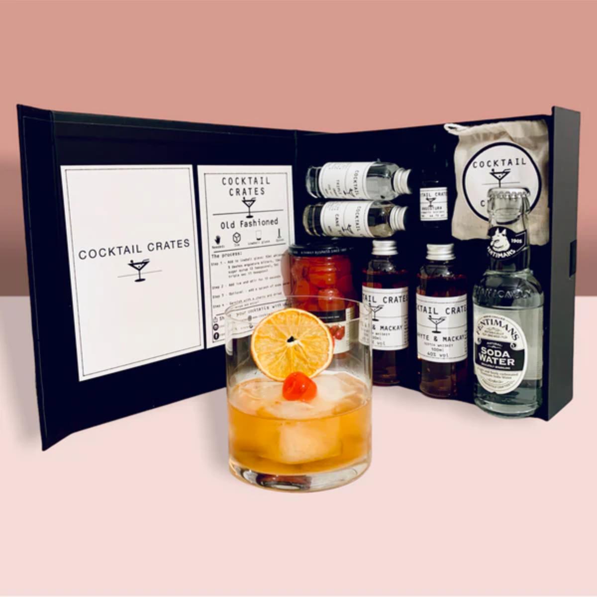 Old Fashioned Cocktail Gift Box with bottles and cherries
