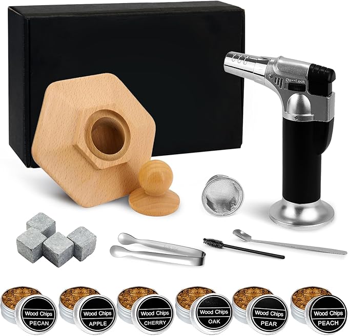 Cocktail smoker kit with torch and wood chips