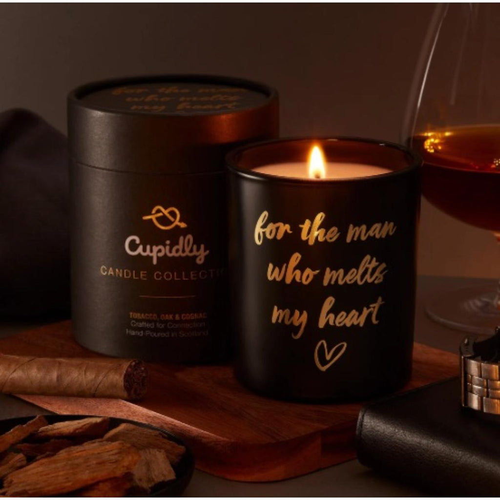 Candle gift for him with For the Man Who Melts My Heart message