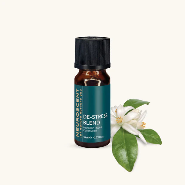 De-stress essential oil blend in 10ml glass bottle