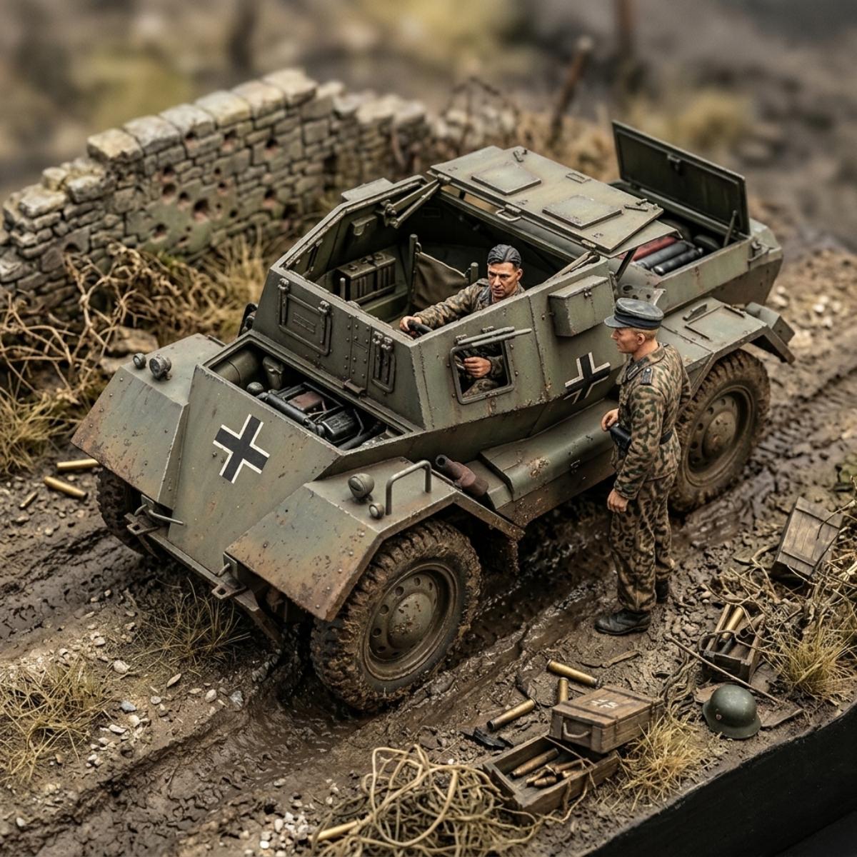 /35 scale MiniArt Dingo Mk II armoured car with crew plastic model kit 35074