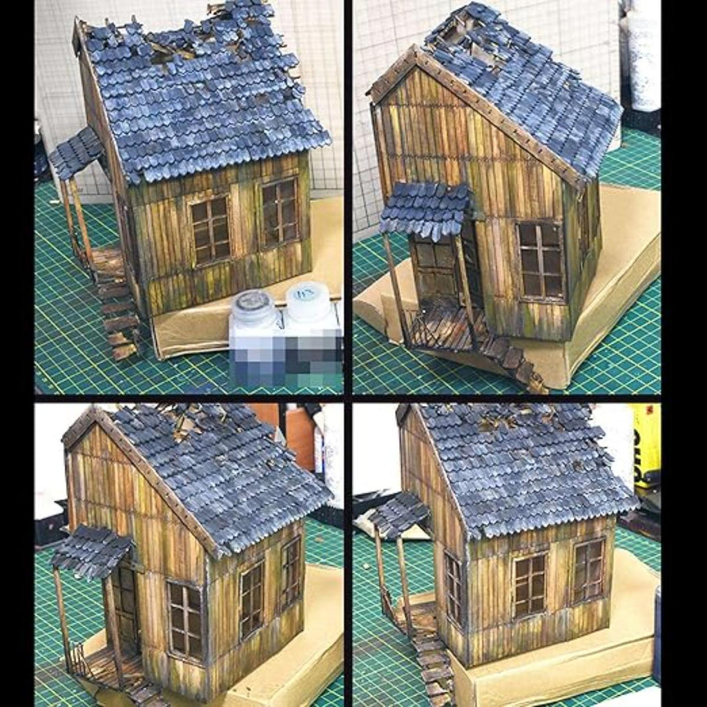 Wooden ruins house for diorama and scale modeling