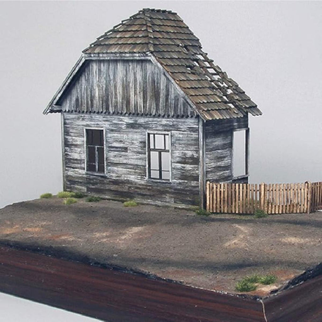 Wooden European house ruins for 1/35 scale diorama