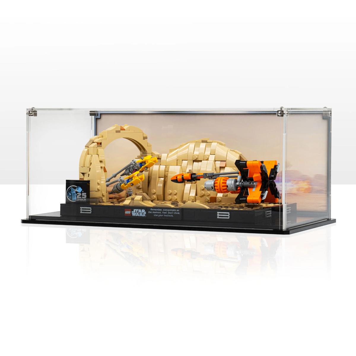Premium dust‑proof display case for LEGO Star Wars Mos Espa Podrace Diorama 75380 by Wicked Brick