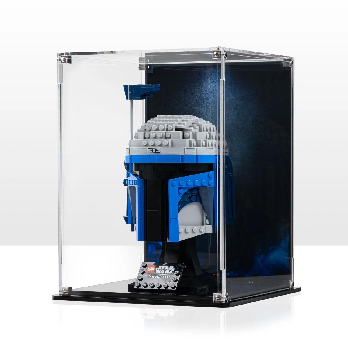 Premium dust‑proof display case for LEGO Star Wars Jango Fett’s Helmet 75408 by Wicked Brick