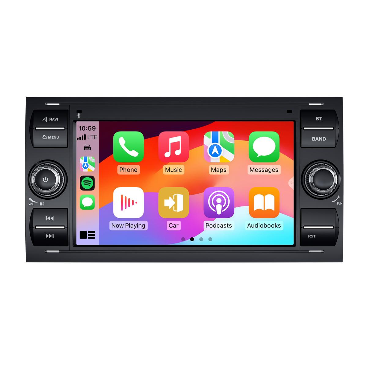 Eonon 7-inch Android 14 car radio with wireless CarPlay and Android Auto installed in Ford vehicle