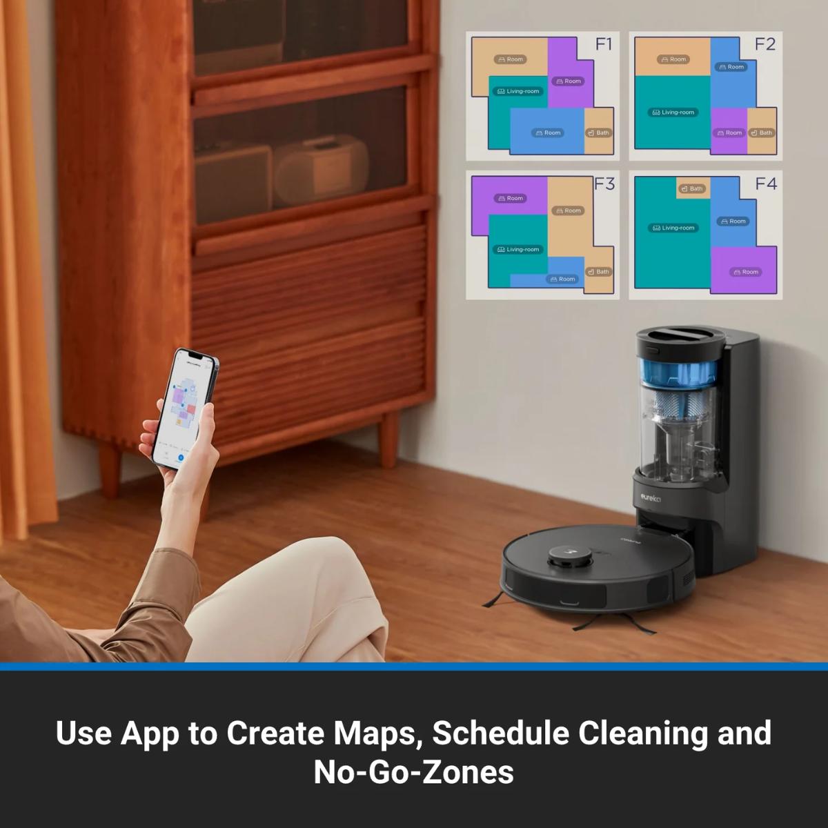 Eureka E10SW robot vacuum with self-emptying station and LiDAR navigation
