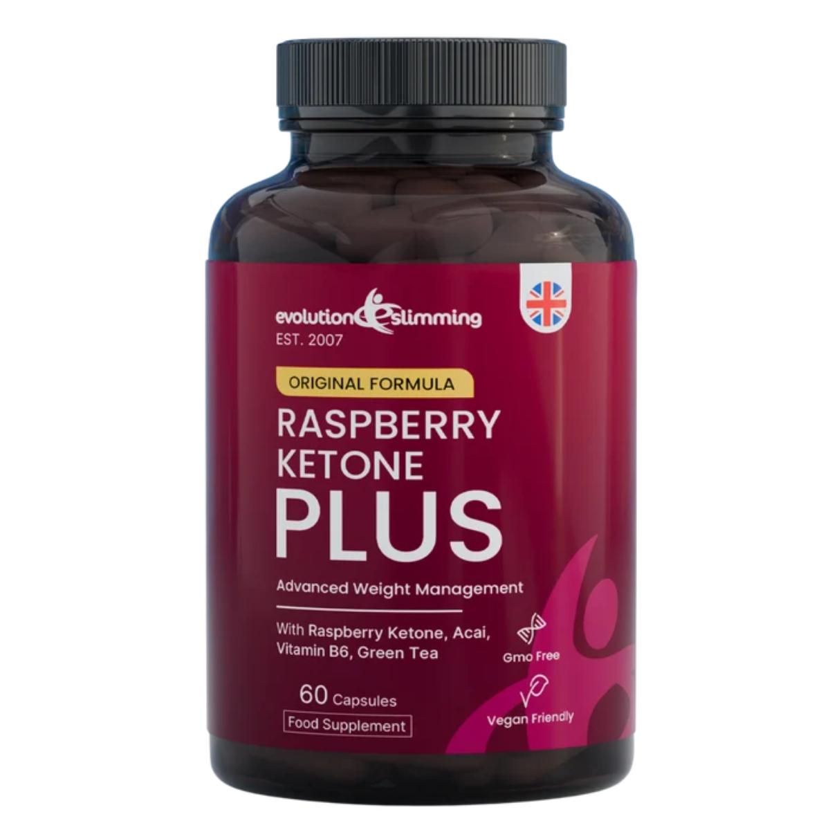 raspberry Ketone Plus fat burner capsules, 60 count natural supplement for weight loss and energy