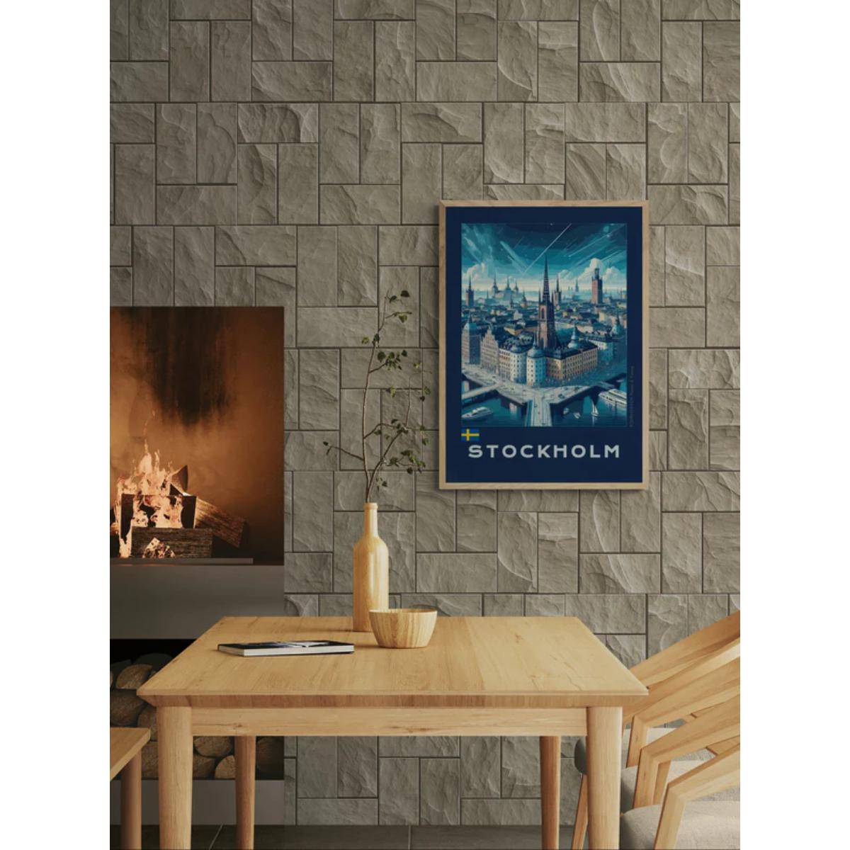 Stockholm digital abstract artwork poster