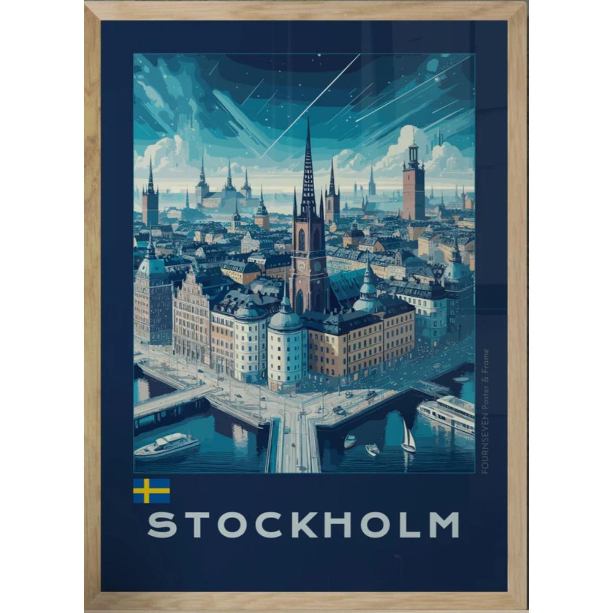 Stockholm digital abstract artwork poster
