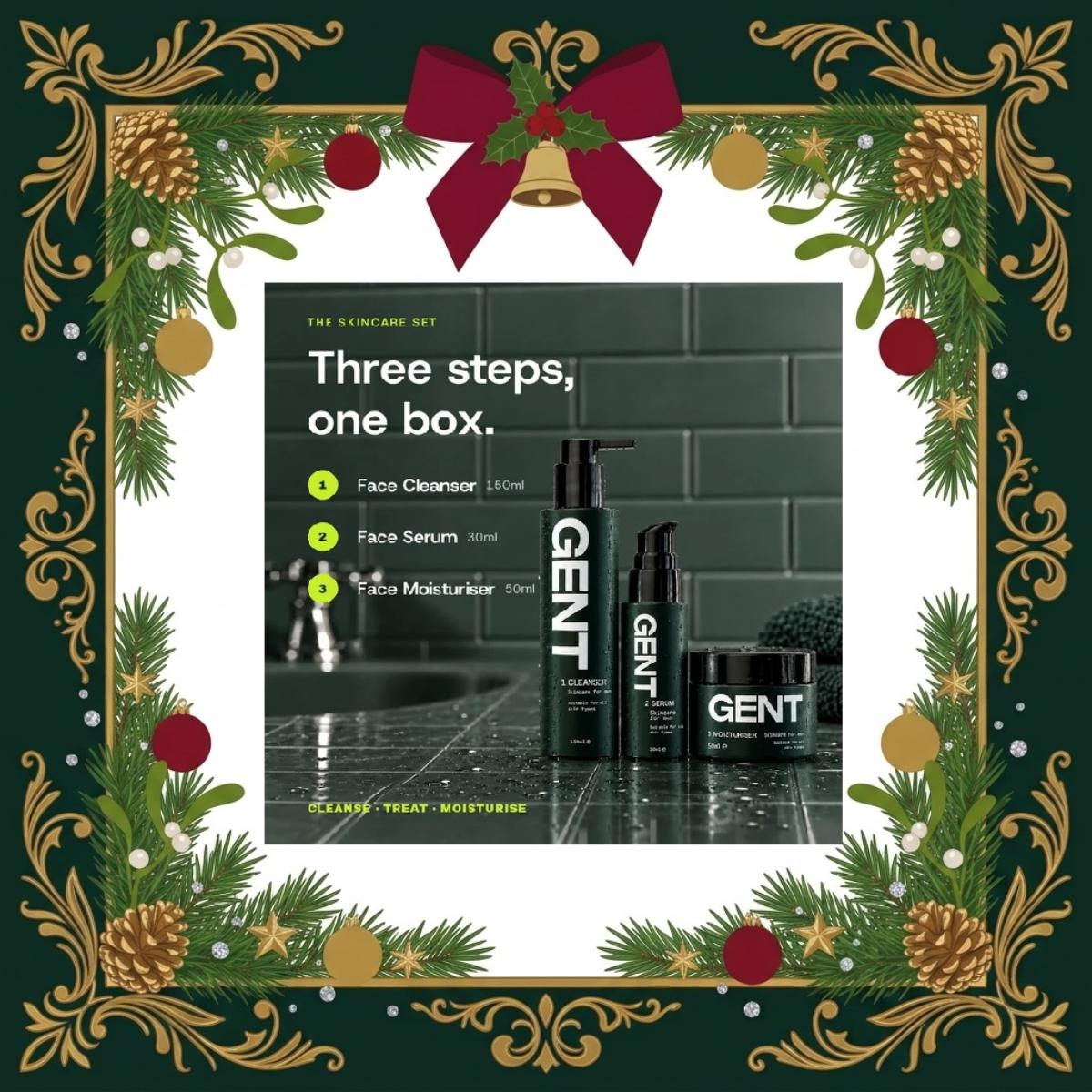 GENT Skincare Set for Men complete 3-step men's facial skincare routine