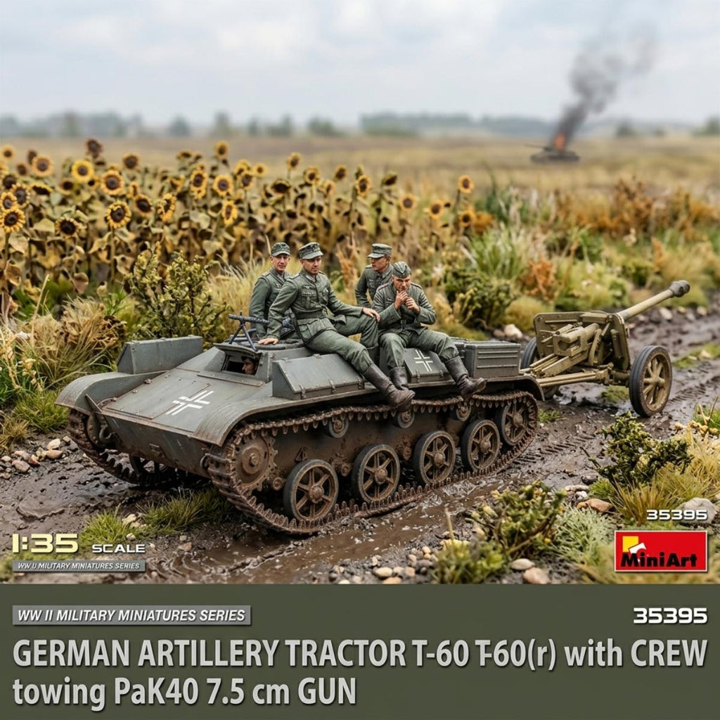 MiniArt German Tractor T-60(r) with PaK40 Gun & Crew 1:35 model kit box art
