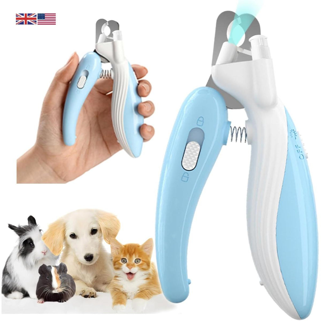 Pet nail clippers with safety guard and LED light for safe trimming