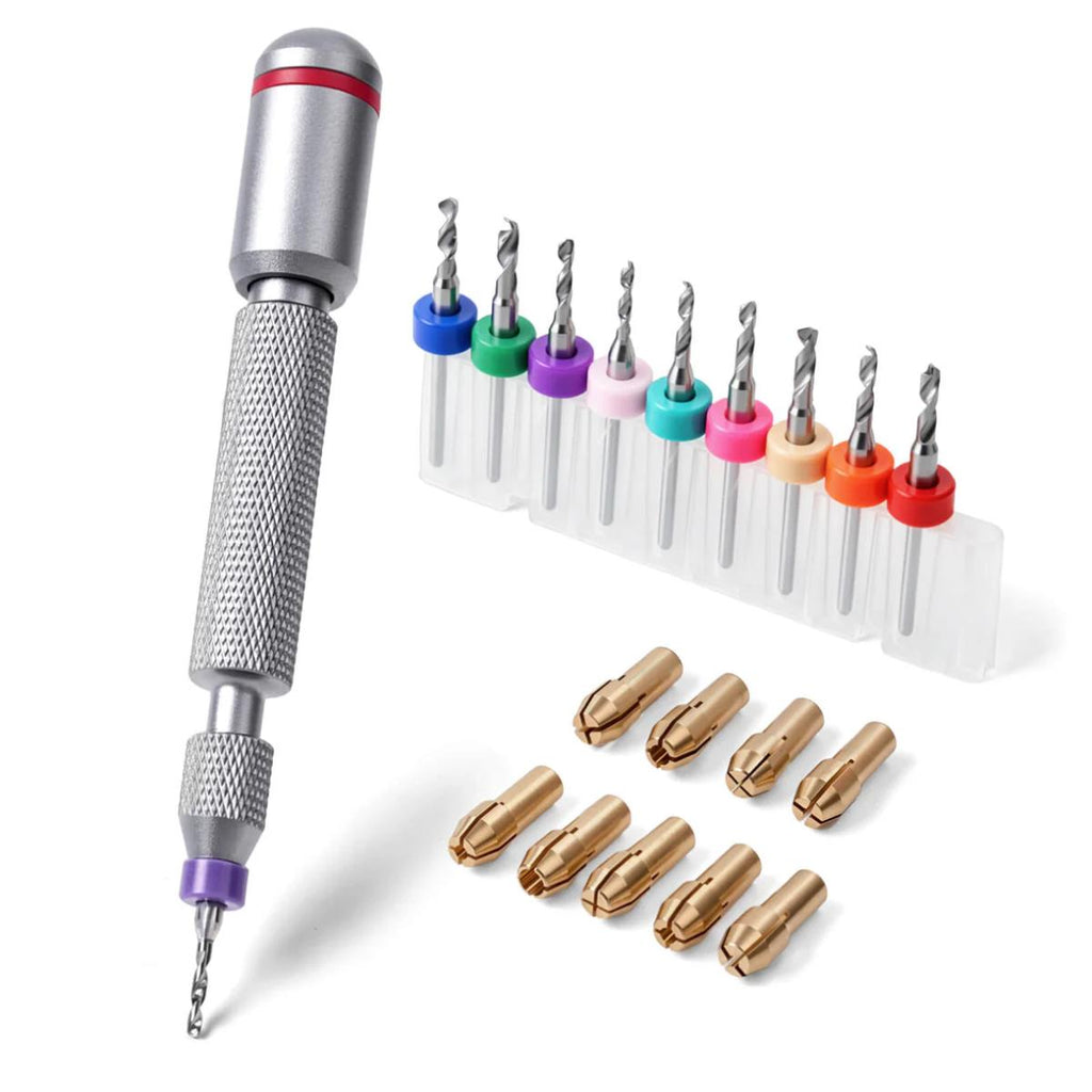 Golden Maple Mini Hand Drill Set with Precision Pin Vise 10 Drill Bits and 10 Collets