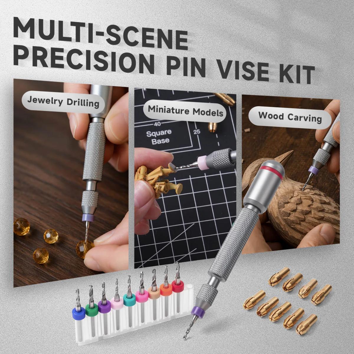 Golden Maple Mini Hand Drill Set with Precision Pin Vise 10 Drill Bits and 10 Collets