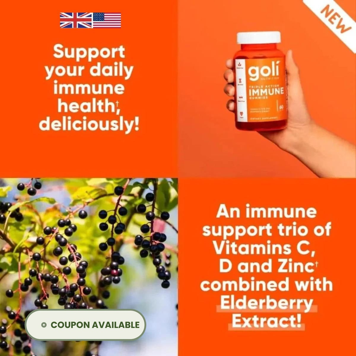 Goli® Triple Action Immune Vegan Beauty Gummies 