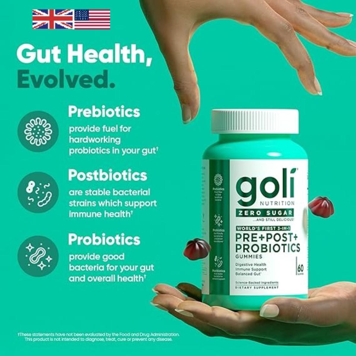 Goli Pre+Post Probiotics Gut and Digestive Health Gummies