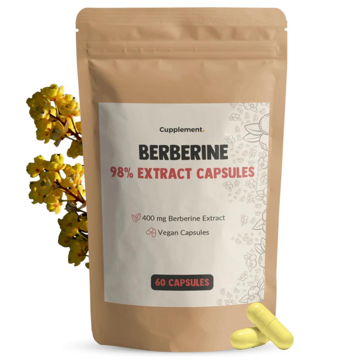 Berberine Capsules dietary supplement bottle with 60 capsules