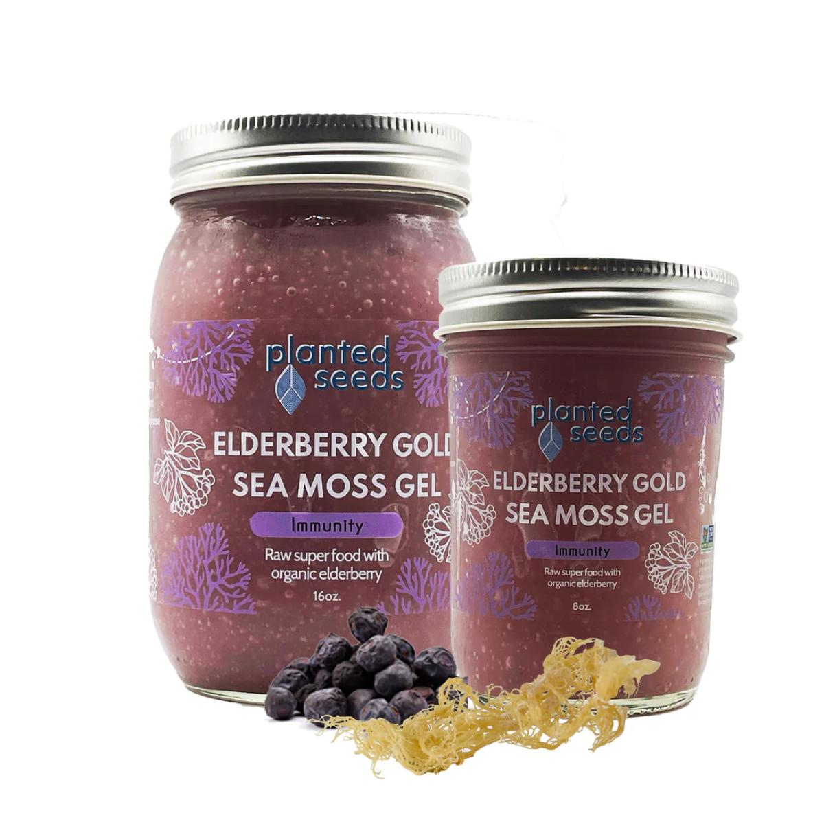 Elderberry Gold Sea Moss Gel 16 oz jar front view