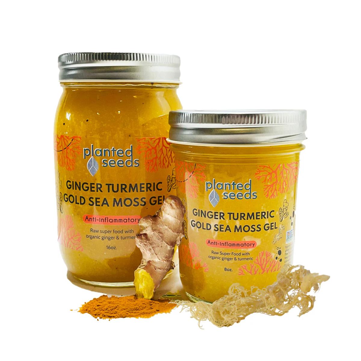 Ginger Turmeric Gold Sea Moss Gel 16 oz jar front view