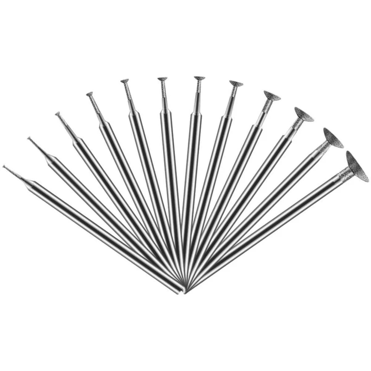 Hanboost 12-piece diamond burs grinding kit for rotary tools – stone, glass, jade use
