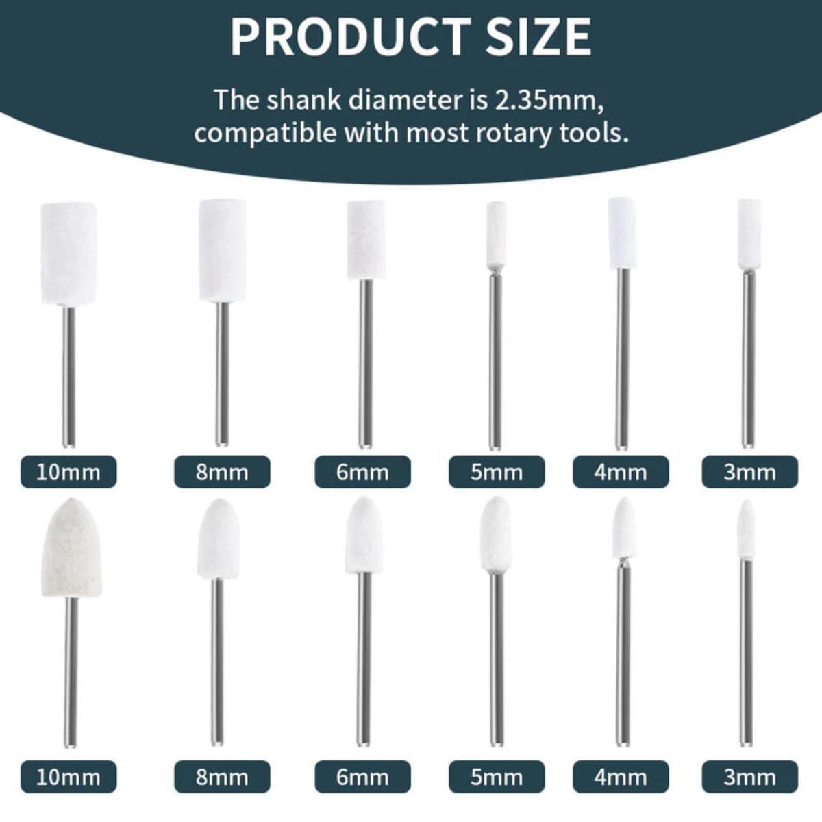 Hanboost 12-piece wool felt polishing set for rotary tool
