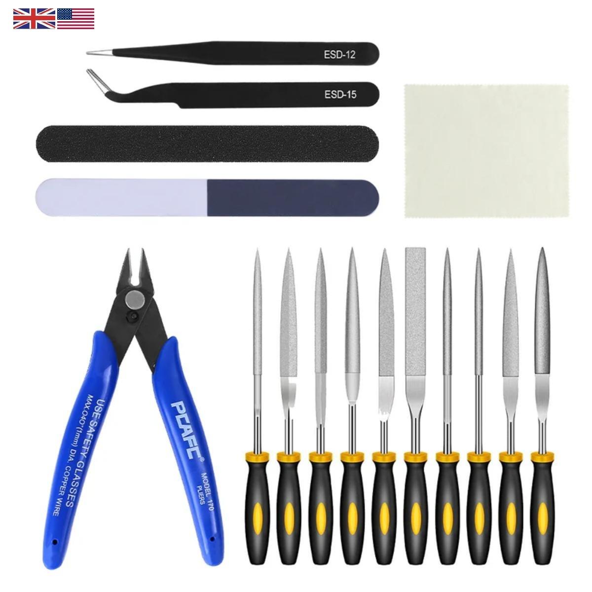 Hanboost 3D Print Accessory Kit with files, pliers, tweezers, polishing bars and cloth