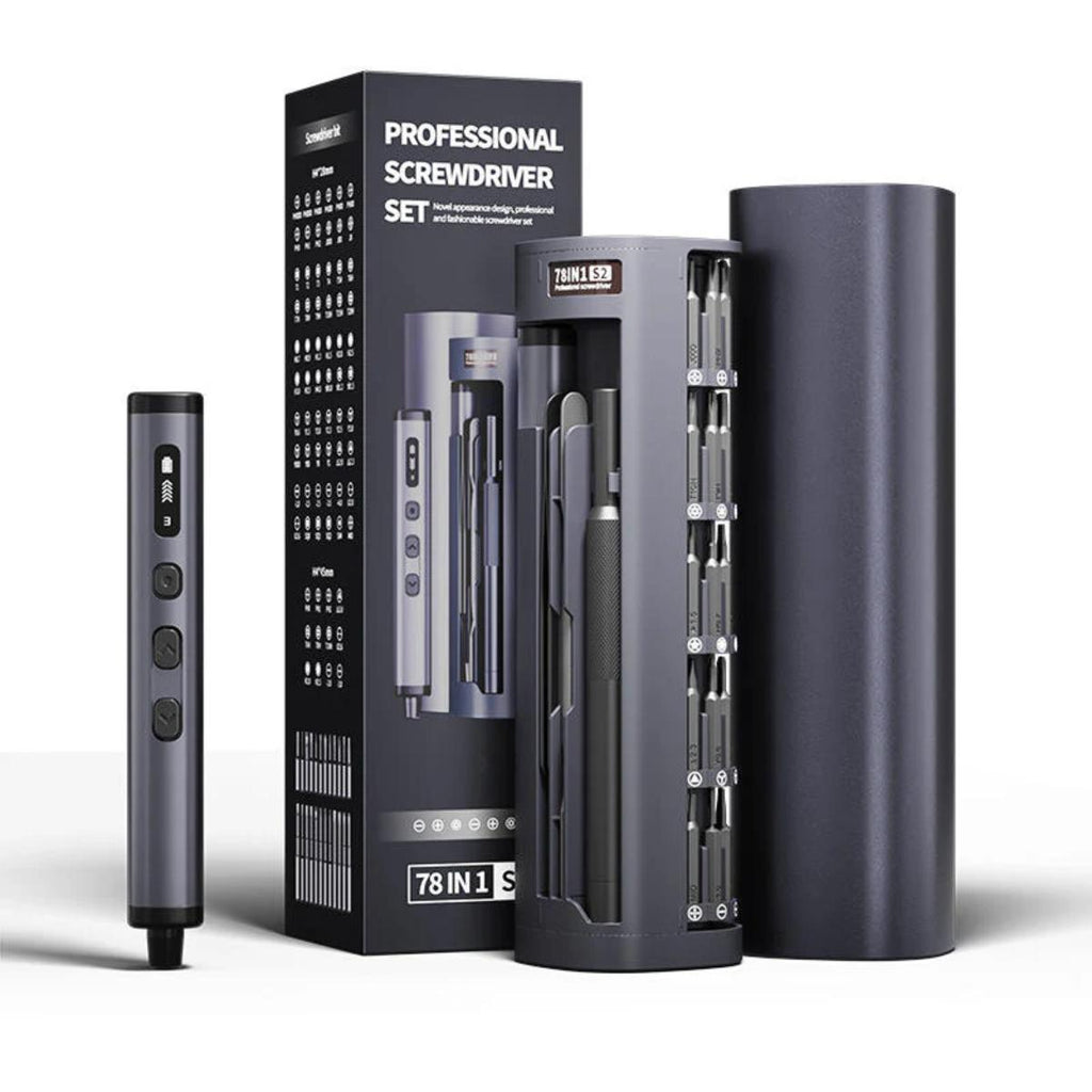 Hanboost 78-in-1 precision electric screwdriver set with rotating book-spine storage box
