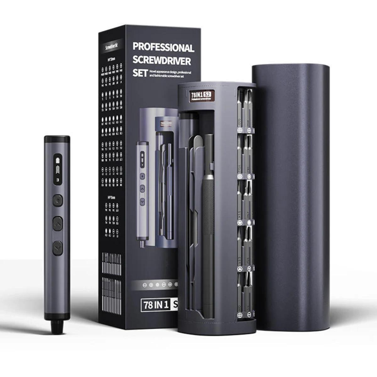 Hanboost 78-in-1 precision electric screwdriver set with rotating book-spine storage box
