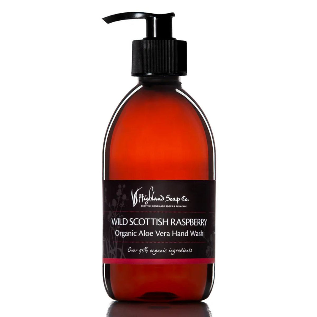 Wild Scottish Raspberry Hand Wash 300ml bottle – organic, antibacterial, raspberry seed oil & aloe vera