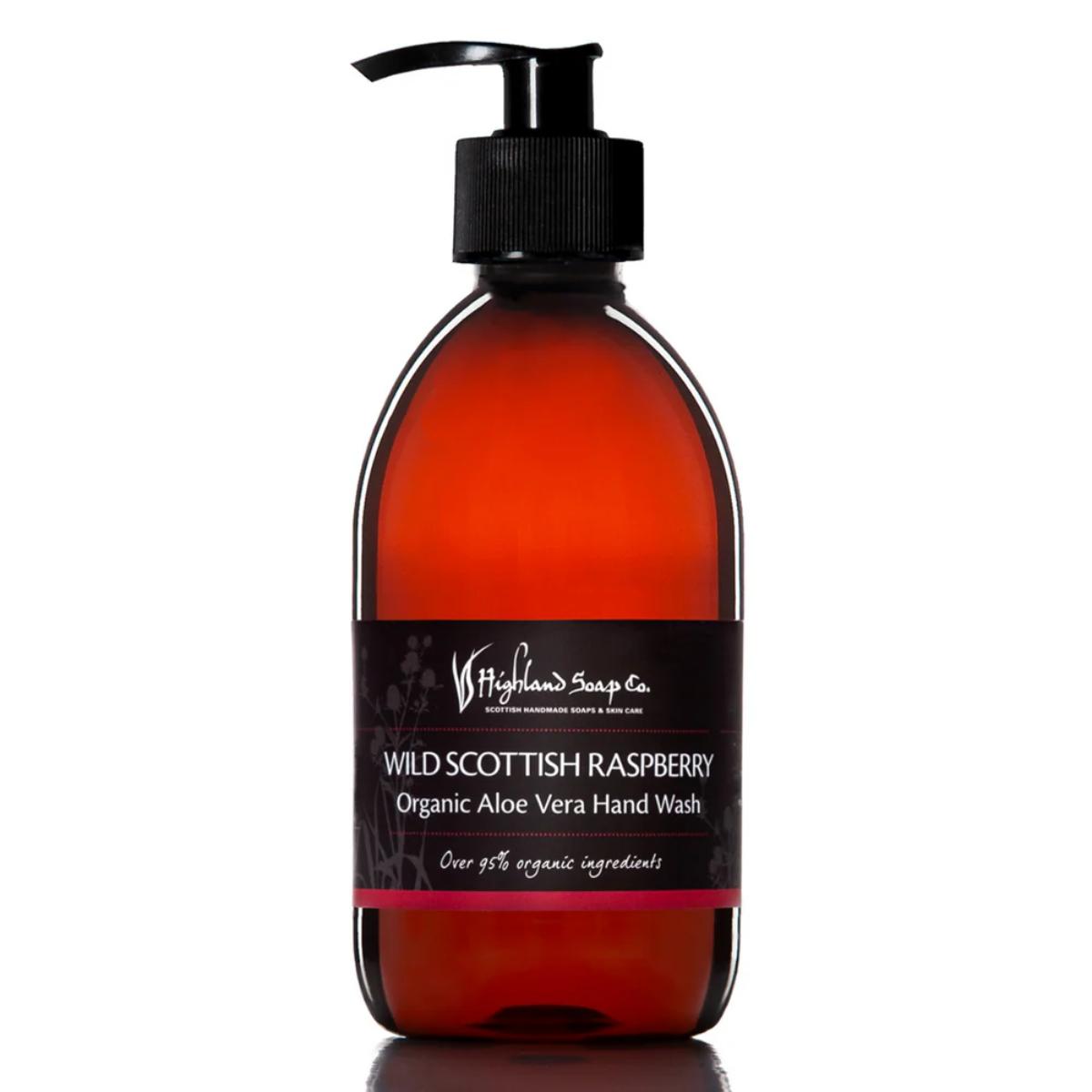 Wild Scottish Raspberry Hand Wash 300ml bottle – organic, antibacterial, raspberry seed oil & aloe vera