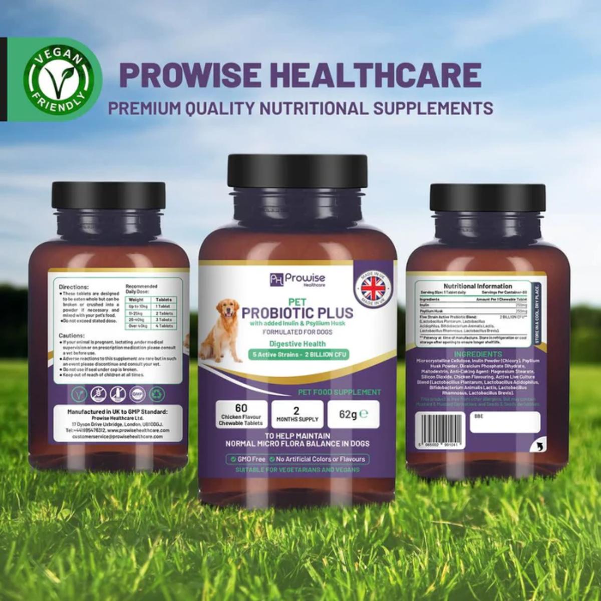 Pet Probiotic Plus with Inulin & Psyllium Husk 60 chewable tablets pet supplement