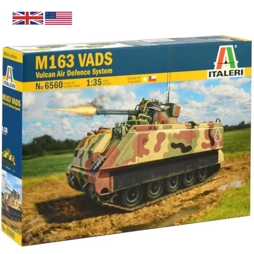 Italeri 6560 1/35 scale M163 VADS Vulcan Air Defense System plastic model kit with rotating turret