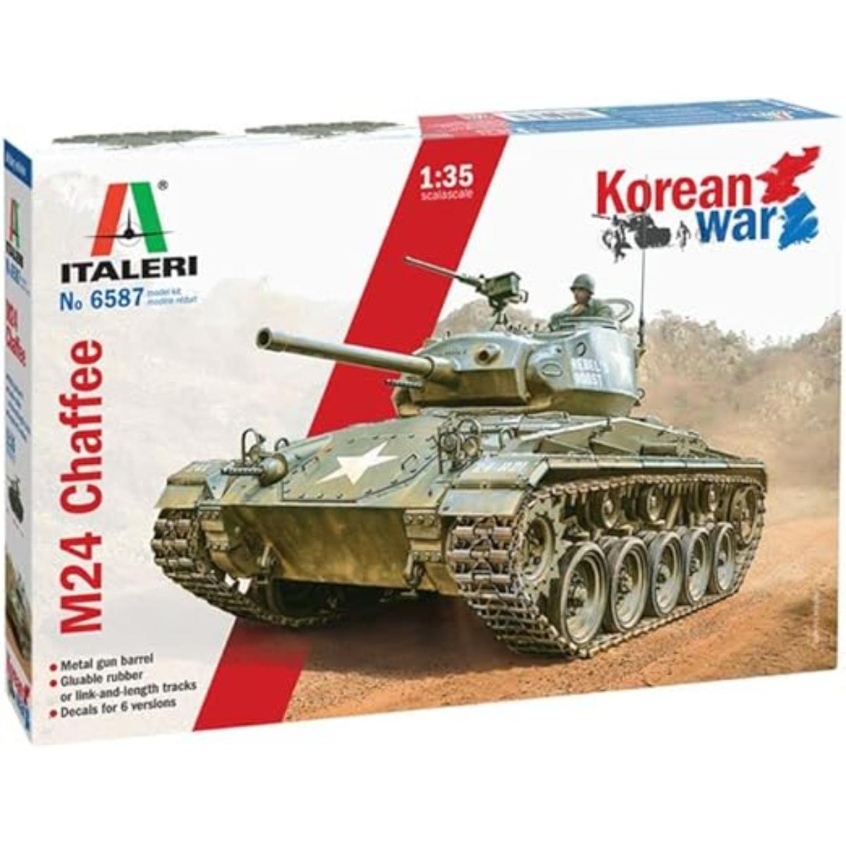 Italeri M24 Chaffee Korean War model kit assembled side view