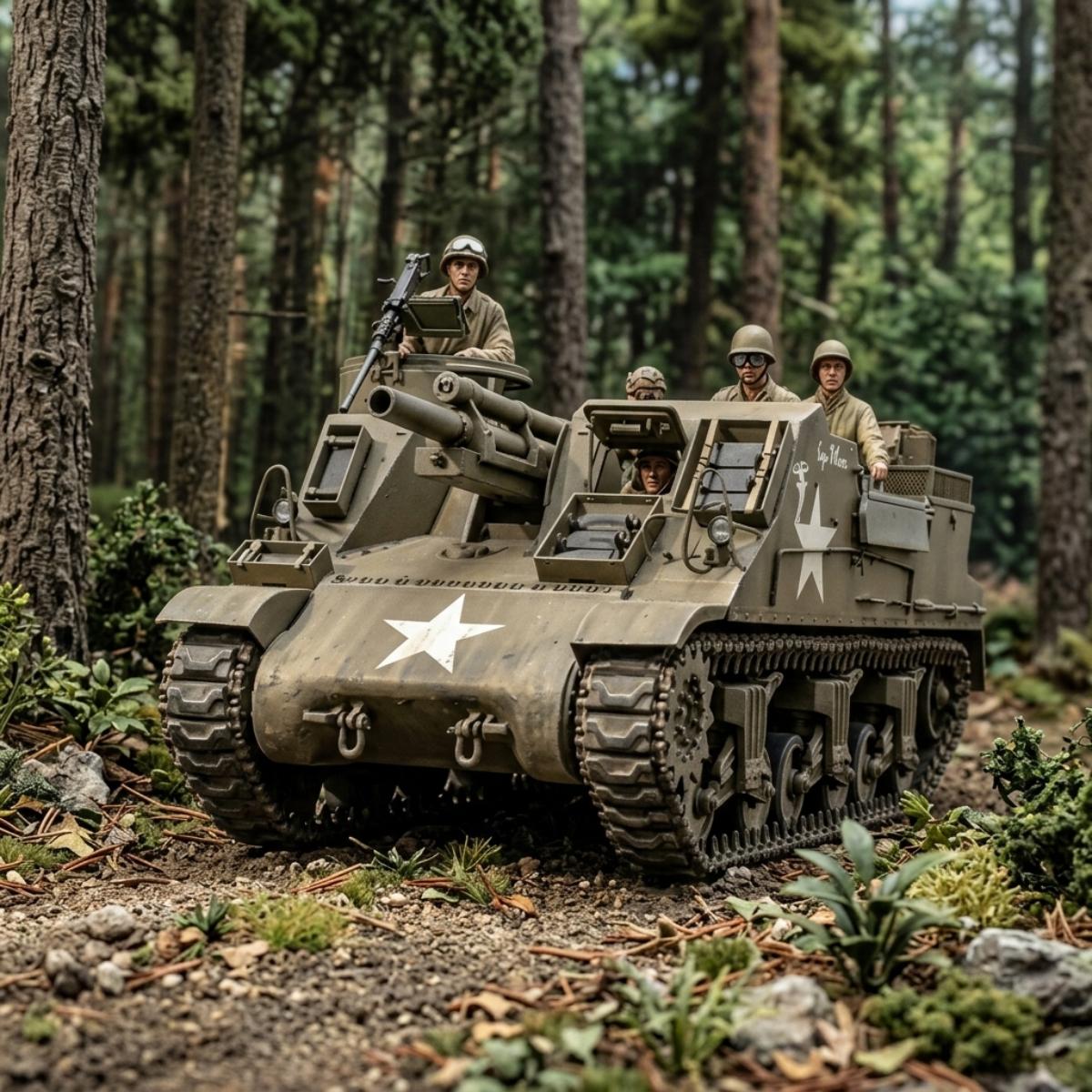 Italeri M7 Priest model kit box art 1/35 scale diorama