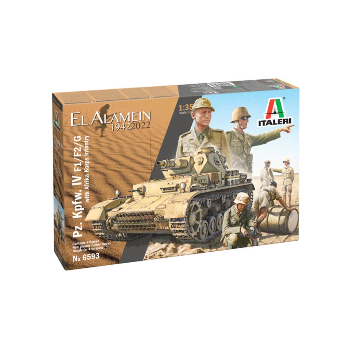 Italeri 1:35 Pz.Kpfw. IV F1/F2/G tank with Afrika Korps Infantry model kit box art