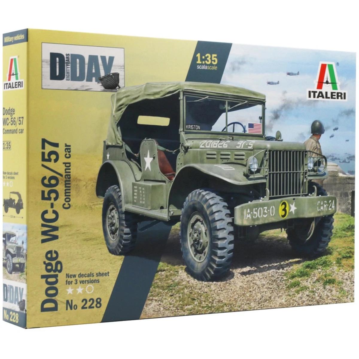 Italeri Dodge WC-56/57 Command Car 1:35 scale model kit box art – kit 228