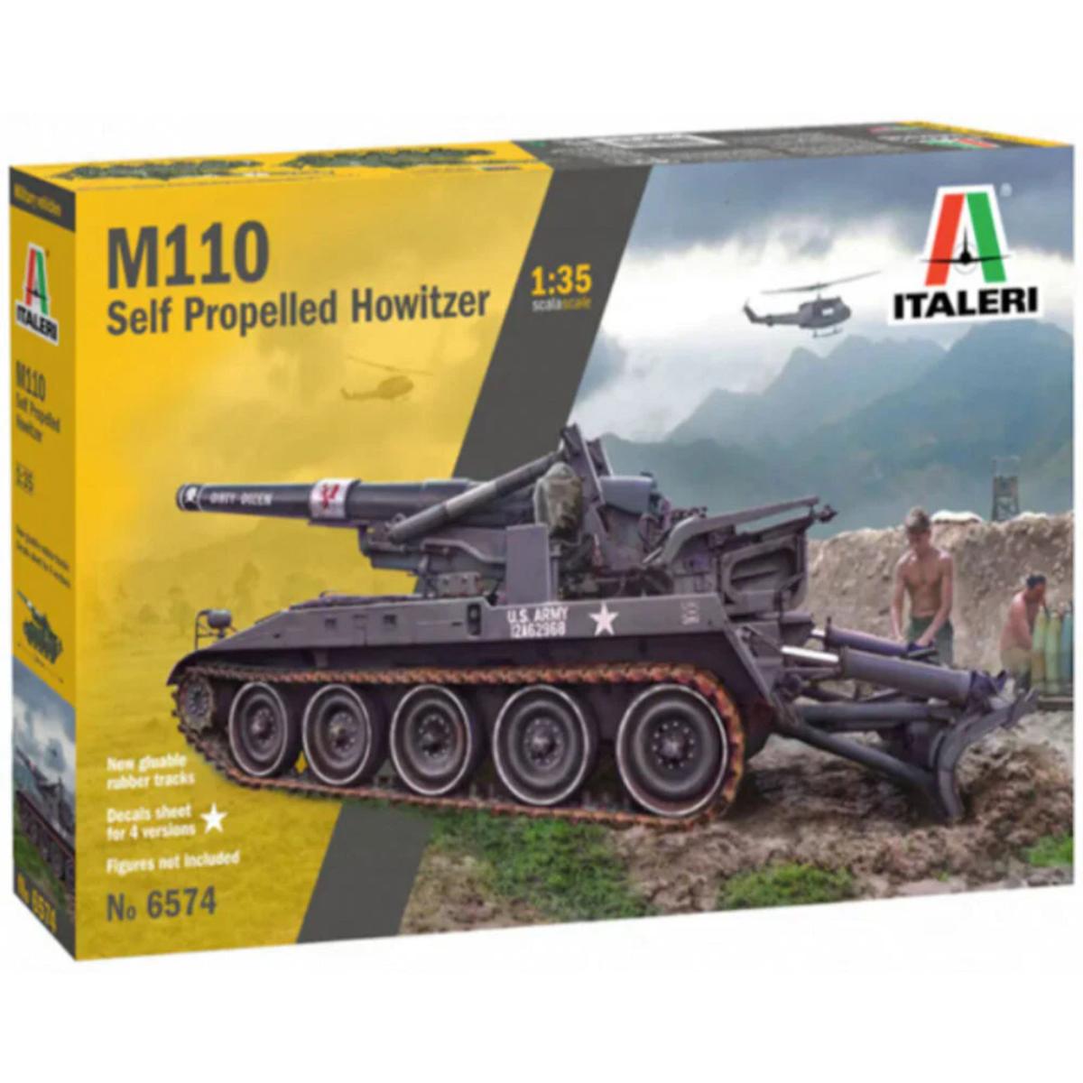 Italeri M110A1 Self-Propelled Howitzer 1:35 scale model kit box art (Kit 6574)