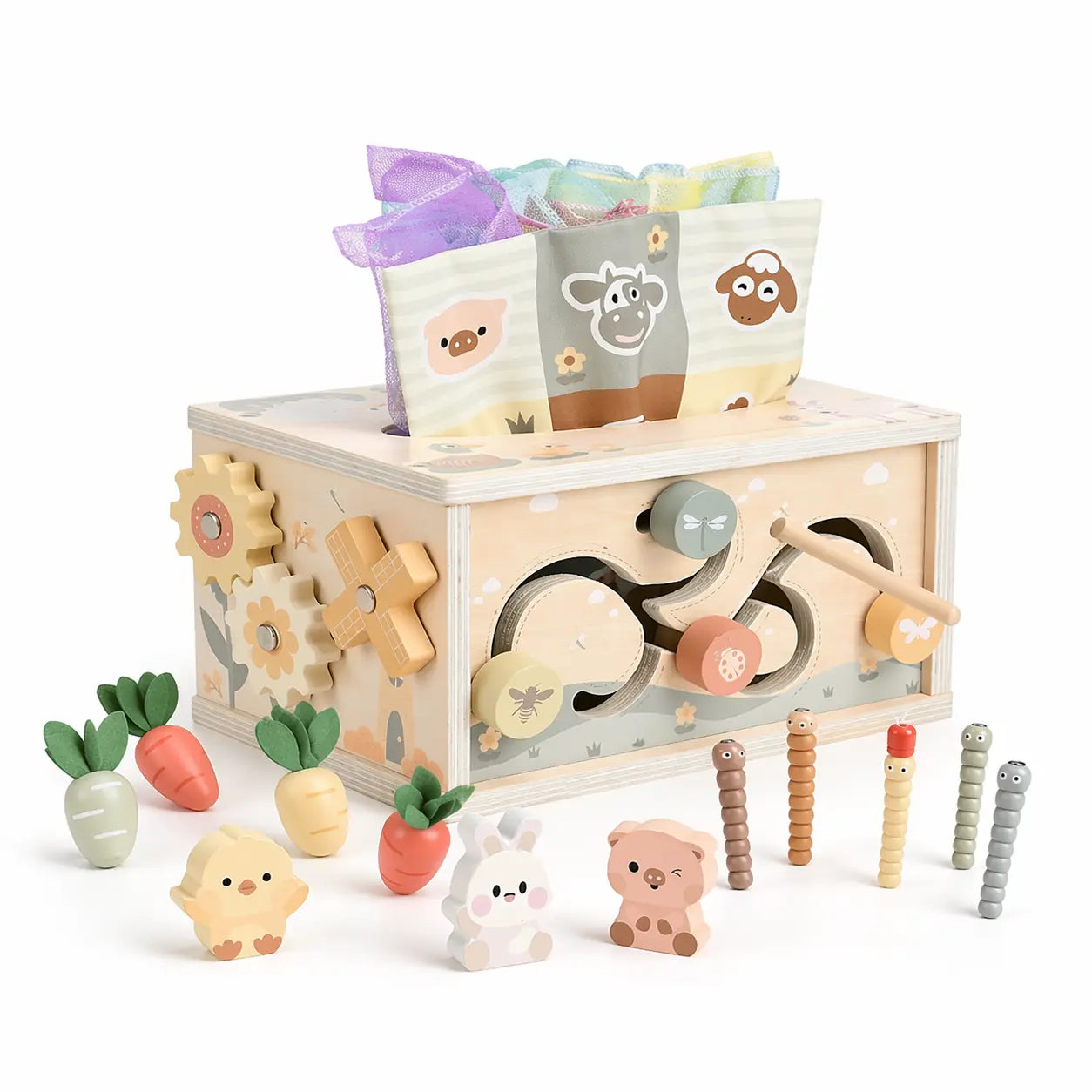 Joyreal 8 in 1 Montessori wooden cube sensory learning toy